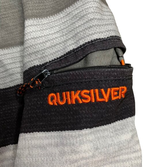 Quiksilver Board Shorts Swim Trunks 32 Grey Stripe Drawstring Hook Loop Pocket - Picture 5 of 5